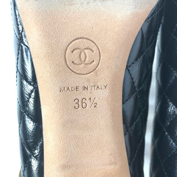 Chanel Quilted CC Logo 2017 Cruise Patent Leather Maryjane Platform Pumps 36.5 - Picture 9 of 11